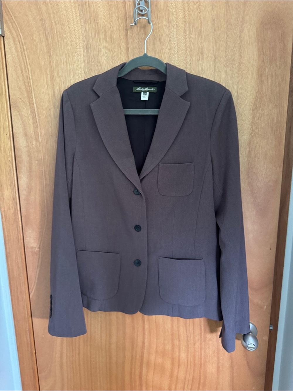 Eddie Bauer Dark Gray/Brown Three-Button Notch Lapel Blazer